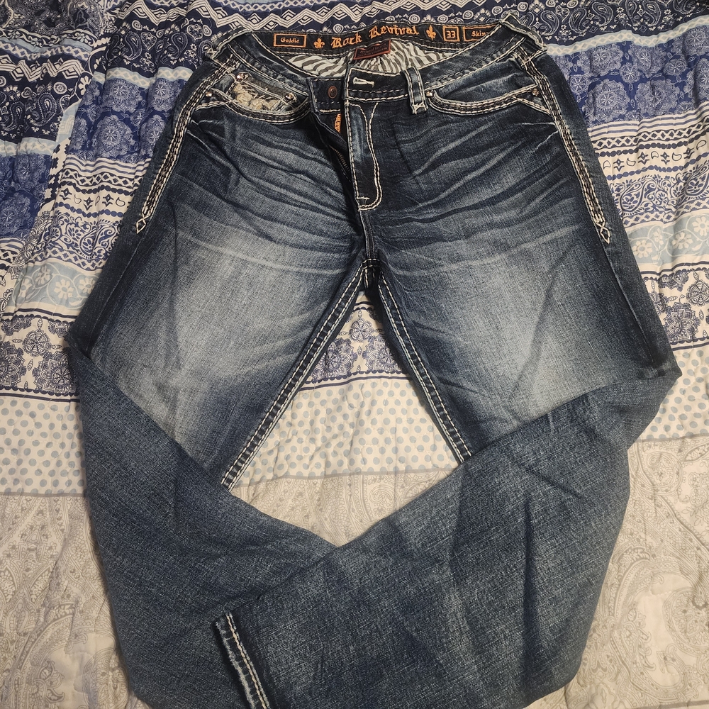 Womens Rock Revival Blue Denim Jeans